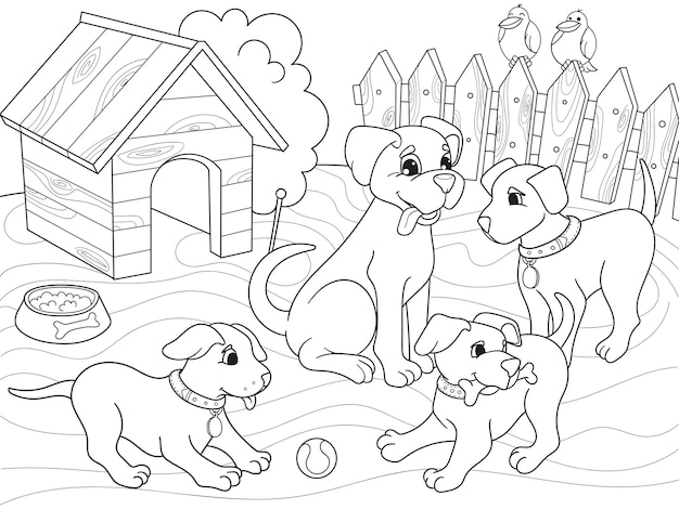 Desenhos para colorir de desenho de uma família cachorro para colorir  