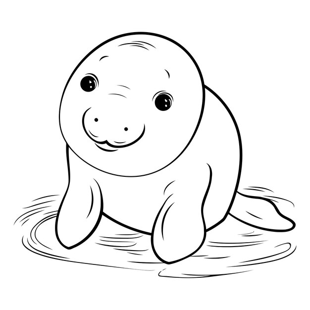 Vetor livro de colorir para crianças foca bonita na água