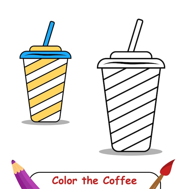 Livro de colorir para crianças, gráficos vetoriais de café