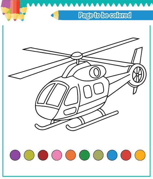 Livro de colorir para crianças helicóptero