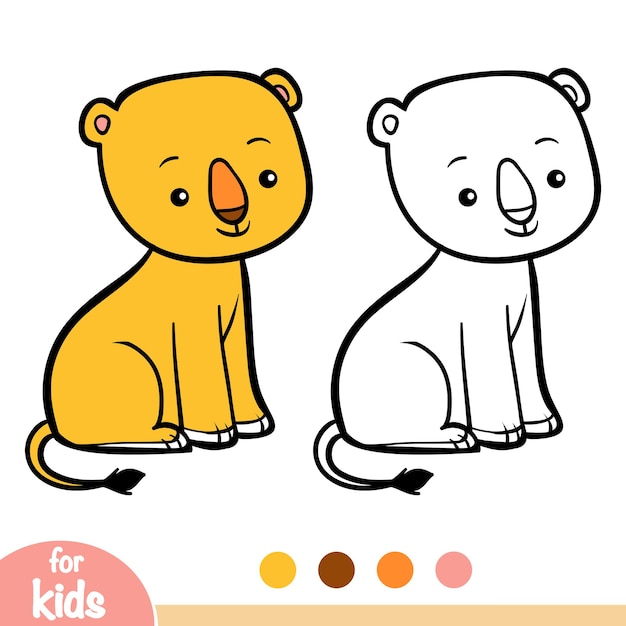 Livro de colorir para crianças, leoa