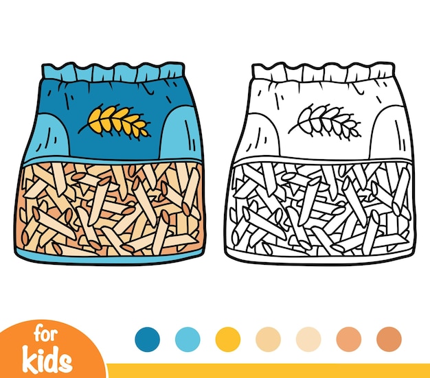 Livro de colorir para crianças macarrão penne no saco
