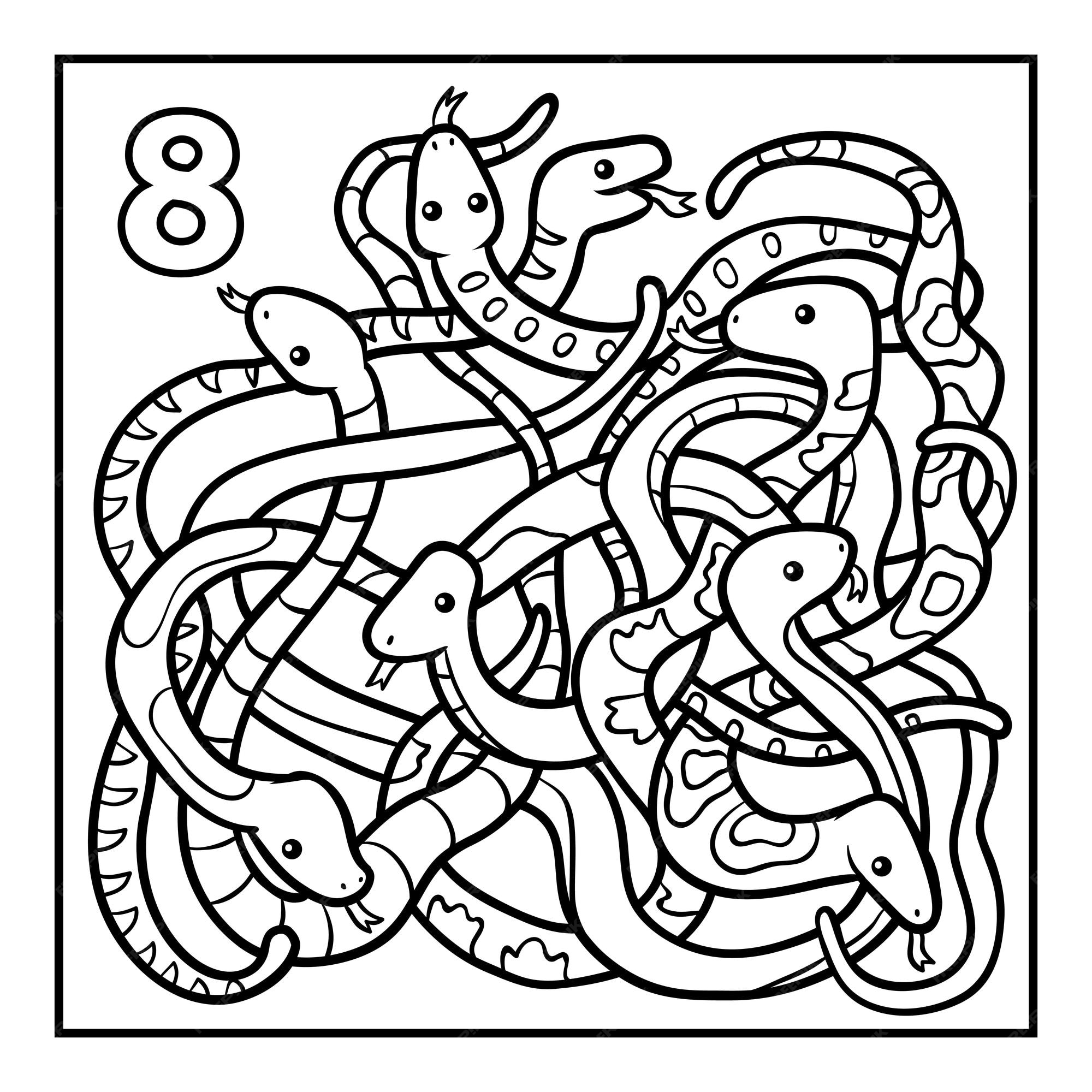 Serpente Do Livro Para Colorir Com Tema Dos Números Ilustração do Vetor -  Ilustração de colorir, núme…