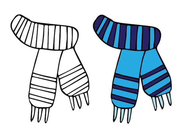 Livro de colorir para crianças, página de colorir vetorial. cachecol tricotado com estampa de inverno