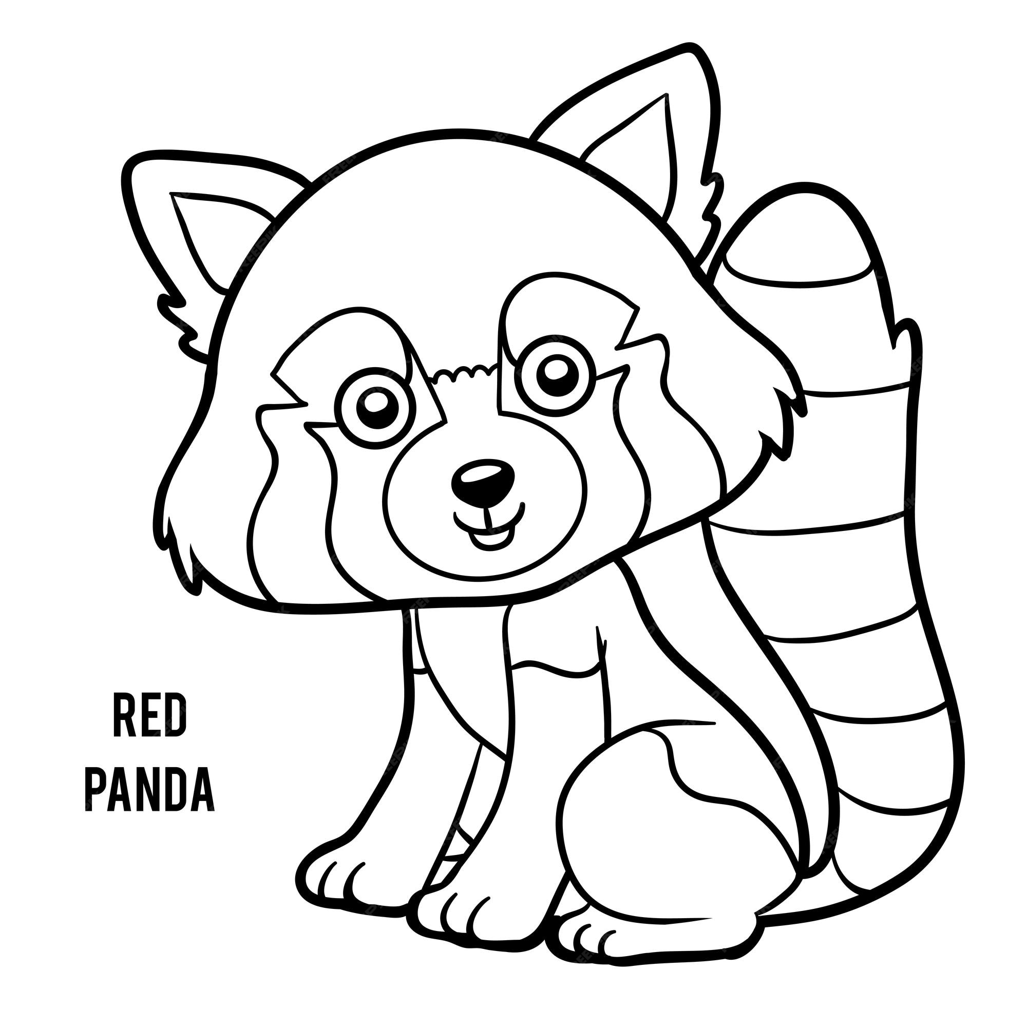 Desenho e Imagem Panda Vermelho Triste para Colorir e Imprimir