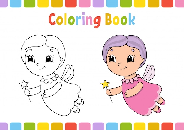 Livro de colorir para crianças. personagem alegre