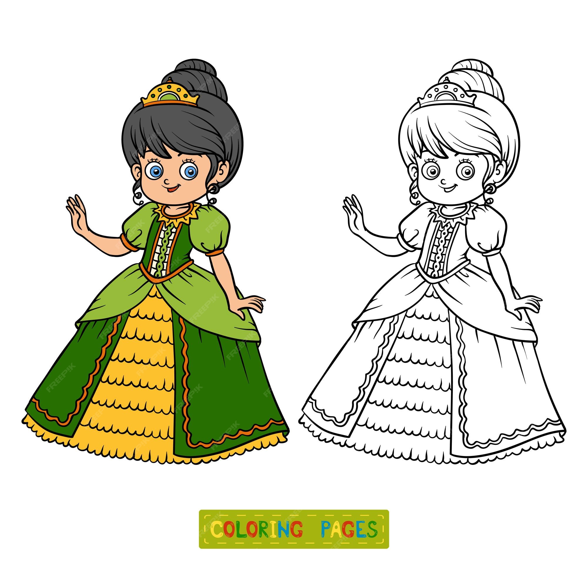 Pequena Princesa Na Página De Colorir Roupas De Casamento. Ilustração De  Desenho Animado Preto E Branco Ilustração do Vetor - Ilustração de boneca,  livro: 245285091