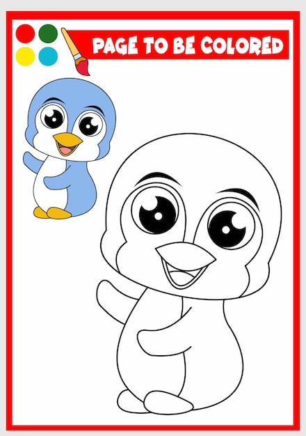 Livro de colorir para crianças Pinguim