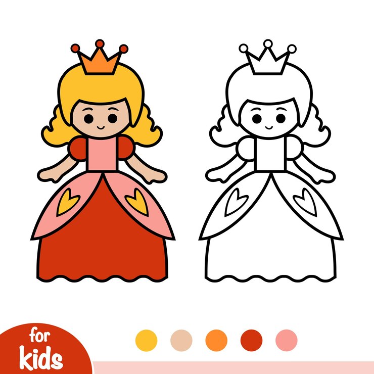 Vetor livro de colorir para crianças, princesa