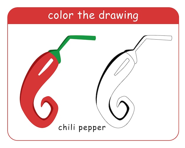 Livro de colorir para crianças red chilli em cores e preto e branco