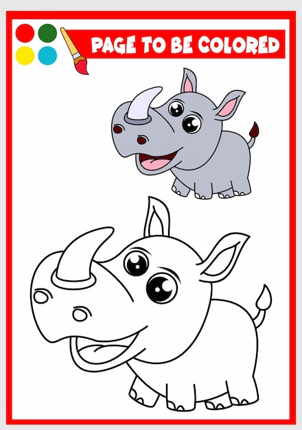 Vetor livro de colorir para crianças rinoceronte