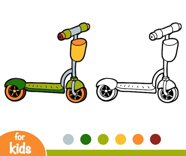 Livro de colorir para crianças, scooter kick