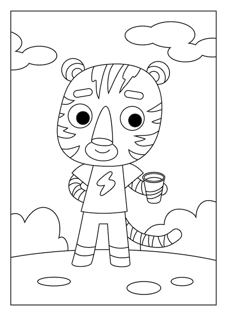 Livro de colorir para crianças, tiger