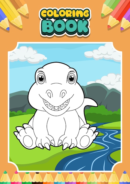 Livro de colorir para crianças tiranossauro