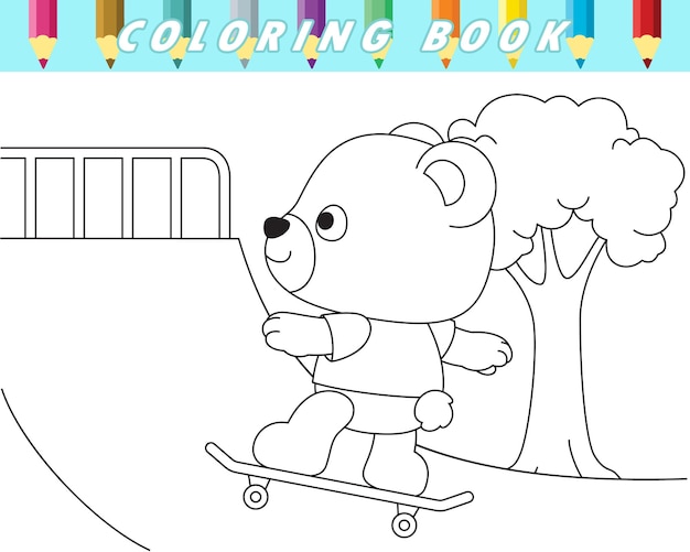 Skate Do Livro Para Colorir Estilo Dos Desenhos Animados Clipart