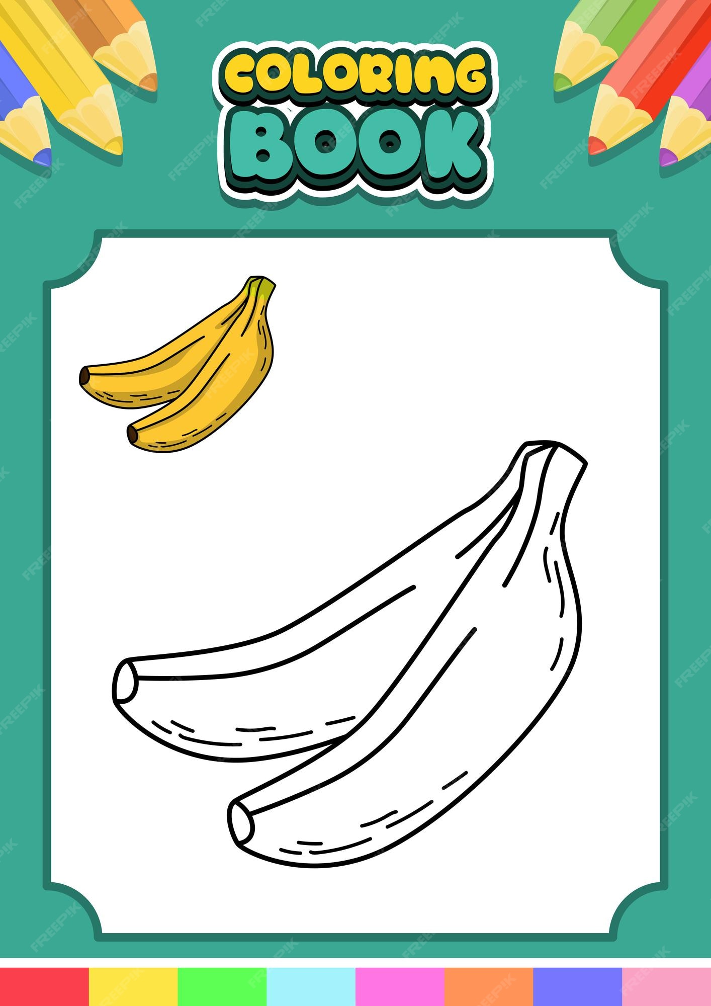 Desenho de livro para colorir. Banana. Esboço e versão colorida. Colorir  para crianças. Ilustração vetorial vetor(es) de stock de ©Amelie1 116054532