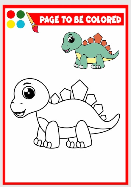 Livro de colorir para crianças vetor de dino fofo