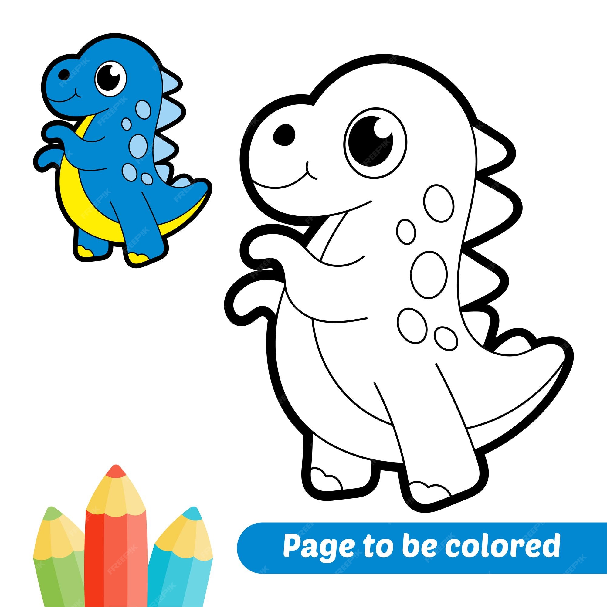 colorir todos os dinossauros dos desenhos animados. jogo para crianças.  2069511 Vetor no Vecteezy