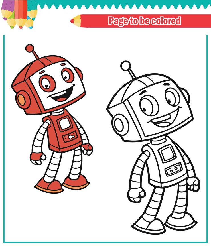 Vetor livro de colorir para crianças vetor de robô