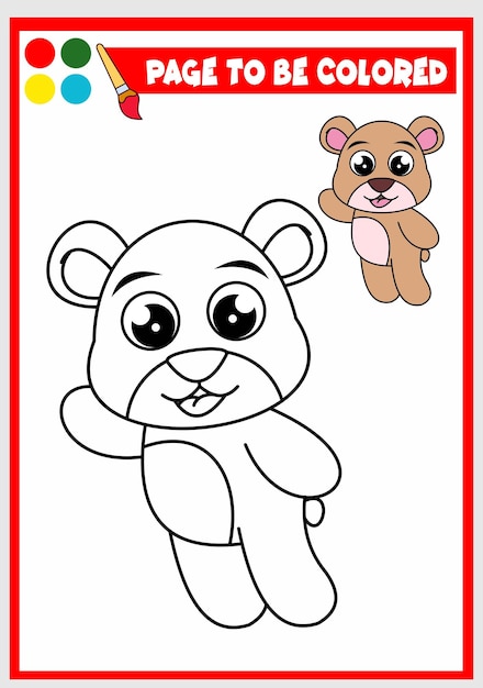 Vetor livro de colorir para crianças vetor de urso fofo