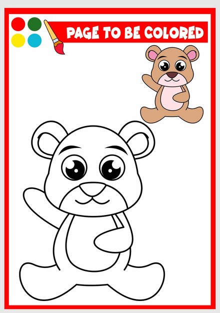 Livro de colorir para crianças vetor de urso fofo