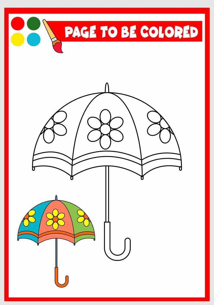 Vetor livro de colorir para guarda-chuva infantil