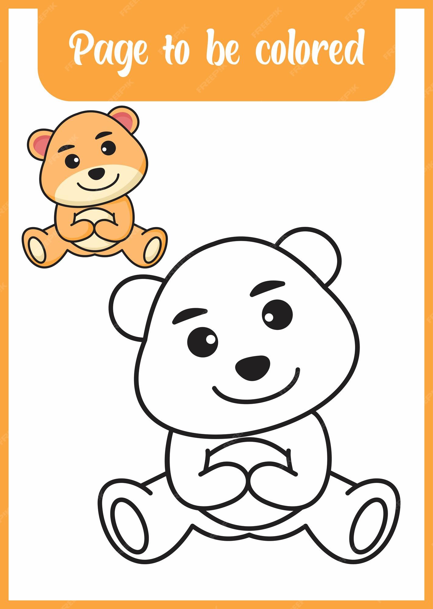 Deixa Colorir Animais Bonitos Colorido Livro Para Crianças Pequenas. Jogo  Educativo Para Crianças. Pintar O Urso Ilustração do Vetor - Ilustração de  cérebro, colorido: 255694050