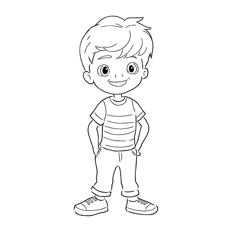 Vetor livro de colorir para meninos esboço vetorial ilustração contorno gráfico de traço vetorial