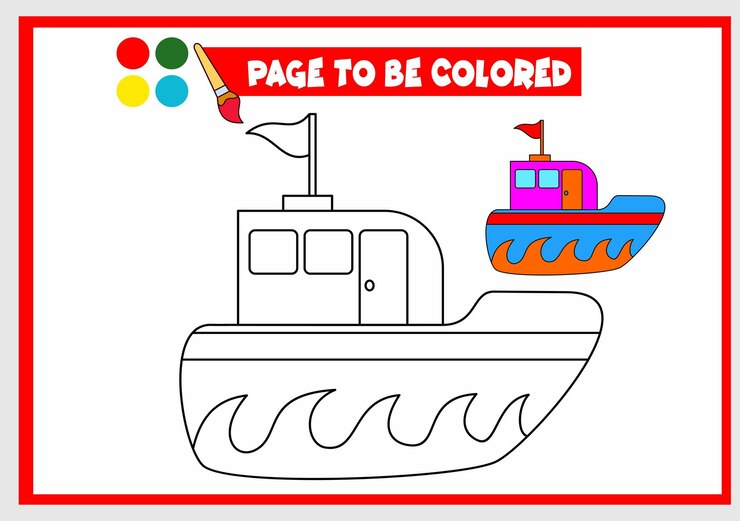 Vetor livro de colorir para navio infantil