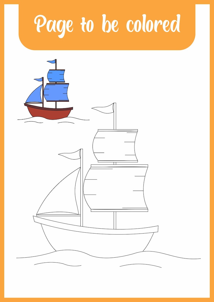 Vetor livro de colorir para o barco kids.template.