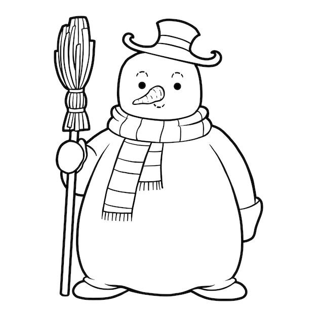 Livro de colorir para personagem de desenho animado infantil boneco de neve