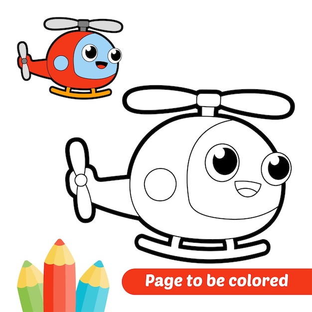 Vetor livro de colorir para vetor de helicóptero infantil