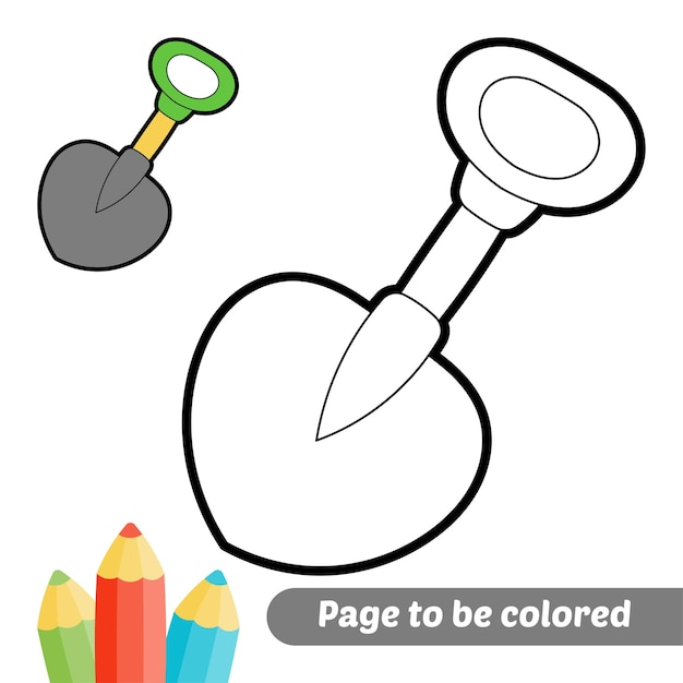 Livro de colorir para vetor de pá de crianças