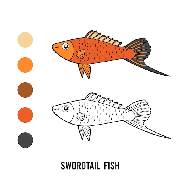 Livro de colorir peixe espada