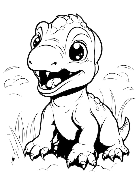 Desenho de Dinossauro Fofo para Colorir Royalty Free Stock SVG