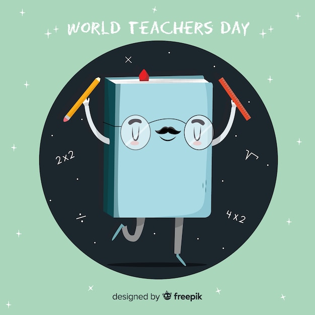 Livro de desenhos animados de design falt para o dia mundial dos professores