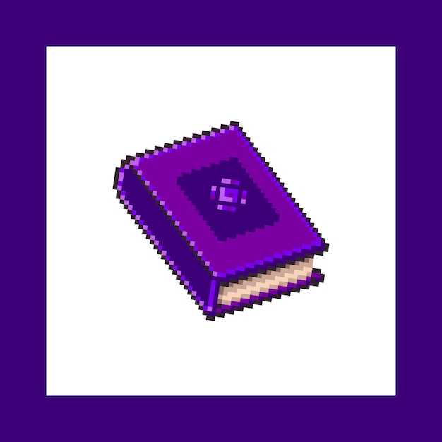 Livro de habilidades de jogo de pixel art com vetor de elemento escuro retrô 8 bits