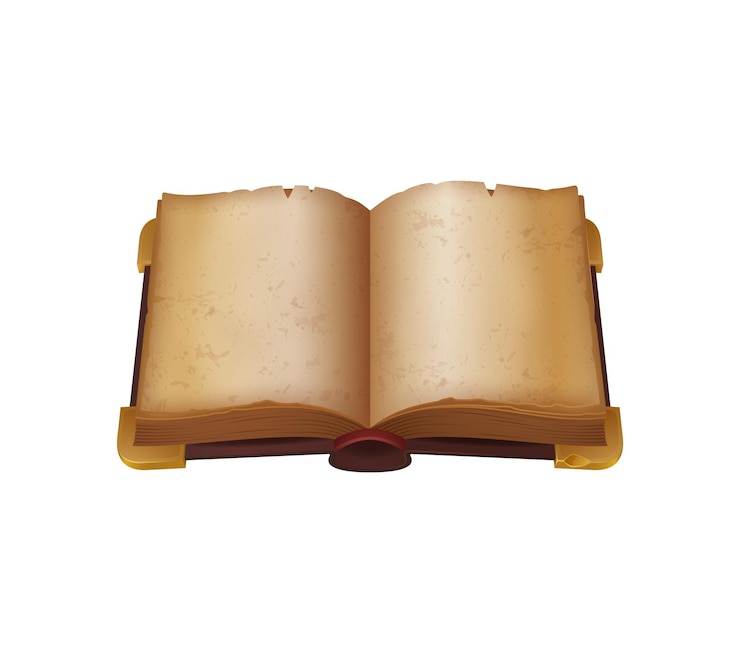 Vetor livro de jogos com páginas abertas pergaminho de papel antigo