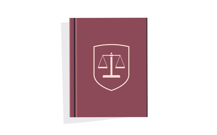 Vetor livro de juiz e ilustração em vetor plana de conceito de justiça de aconselhamento jurídico.