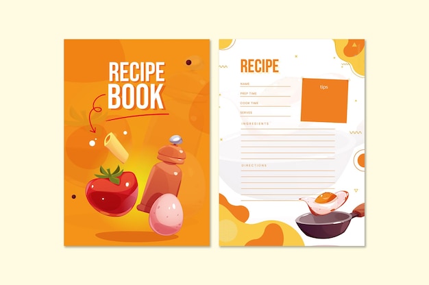 Livro de receitas para cozinhar capa de receita de comida para um vetor de livro de receitas de páginas em branco de receita