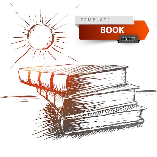 Livro e ilustração do esboço do sol.