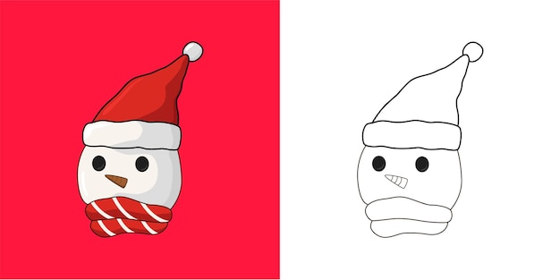 Livro para colorir com boneco de neve de cabeça de objeto de natal