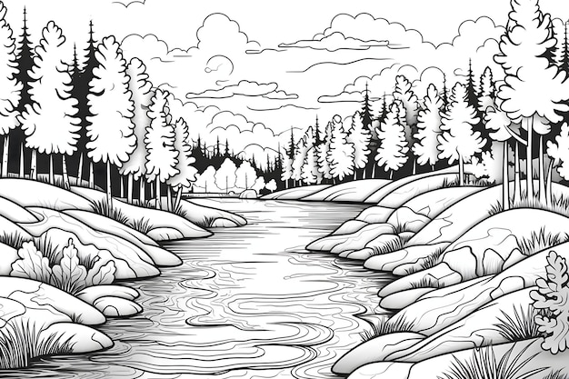 River para Colorir V1 – A beleza do simples