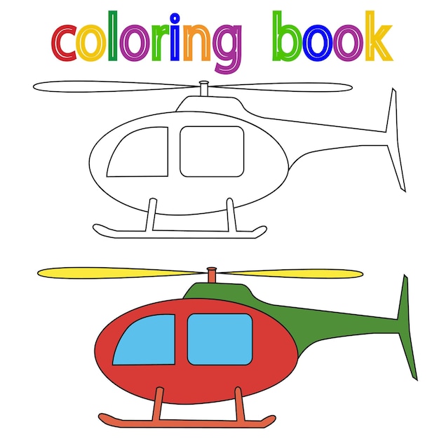 Livro para colorir para crianças helicóptero