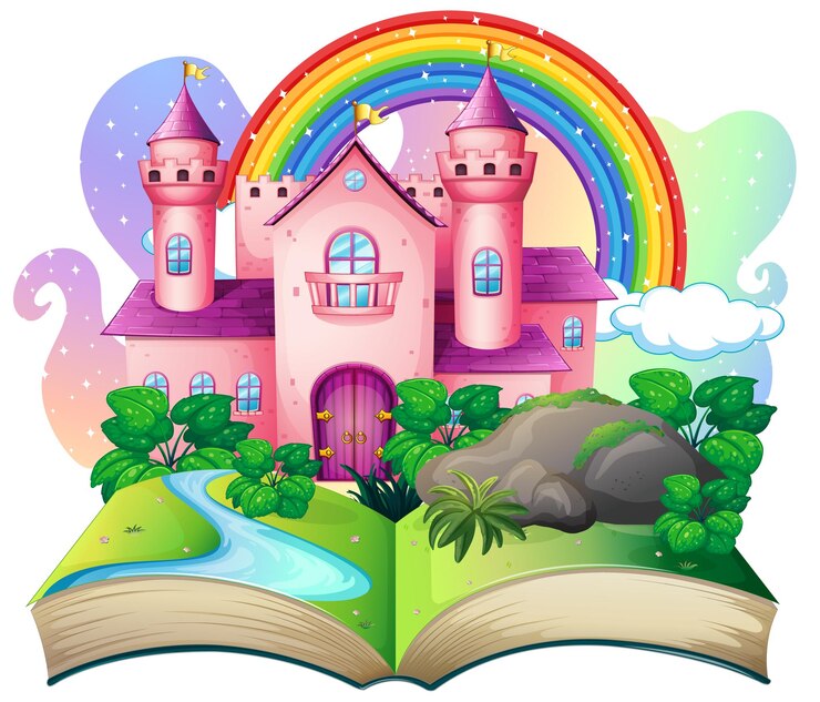Vetor livro pop-up 3d com tema de conto de fadas do castelo