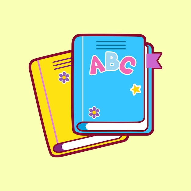 Livros bonitos Ilustração de ícones vetoriais de desenhos animados