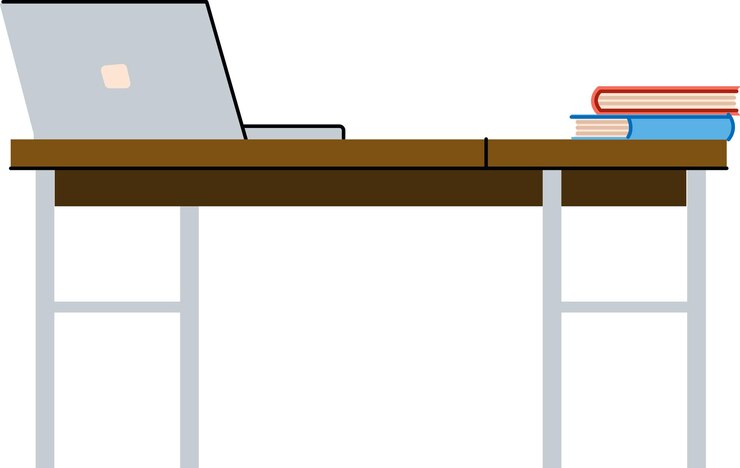 Vetor livros de estudo de mesa para portátil