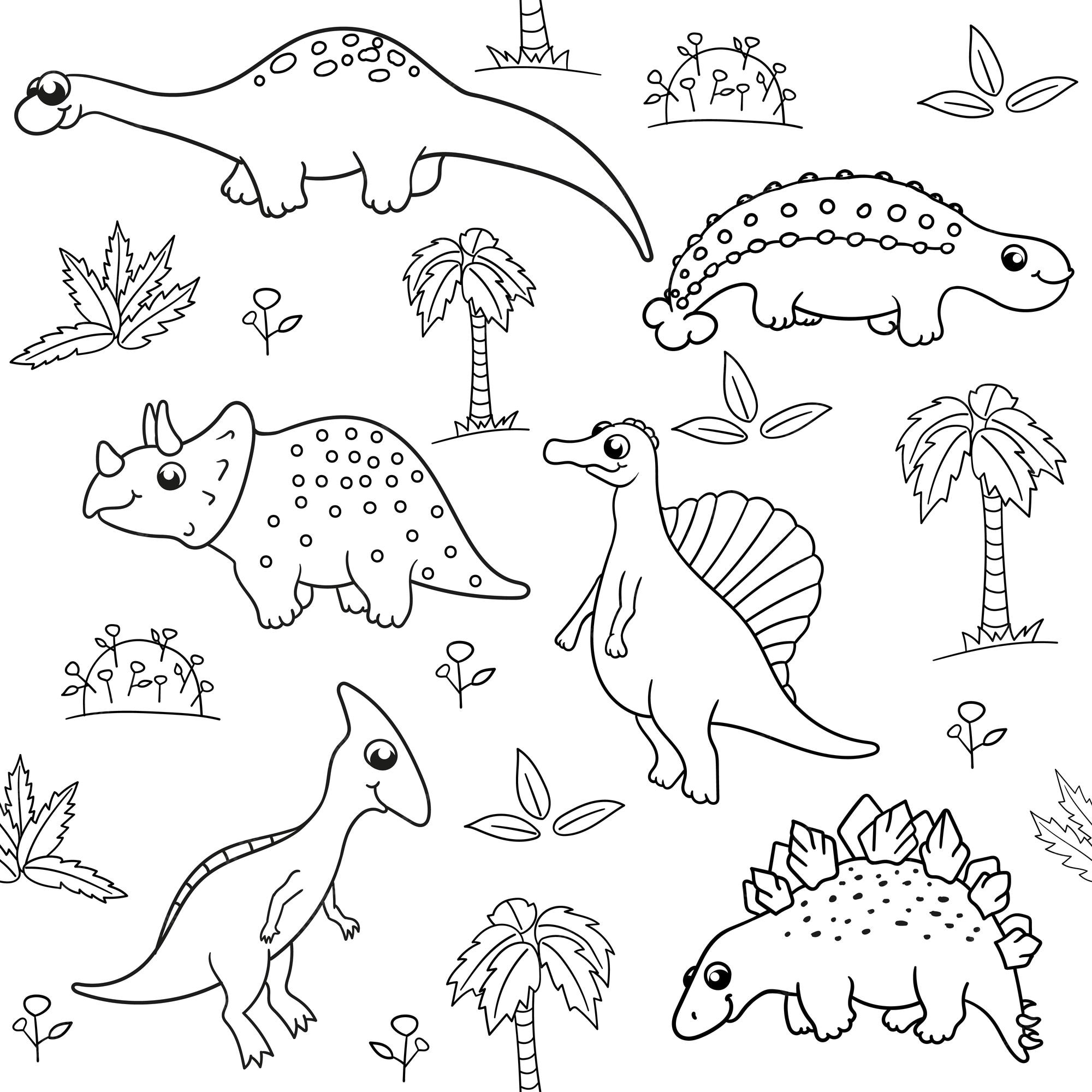 Ilustração Vetorial Livro Colorir Com Coleção Desenhos Animados Dinossauro  imagem vetorial de dualoro© 180405852