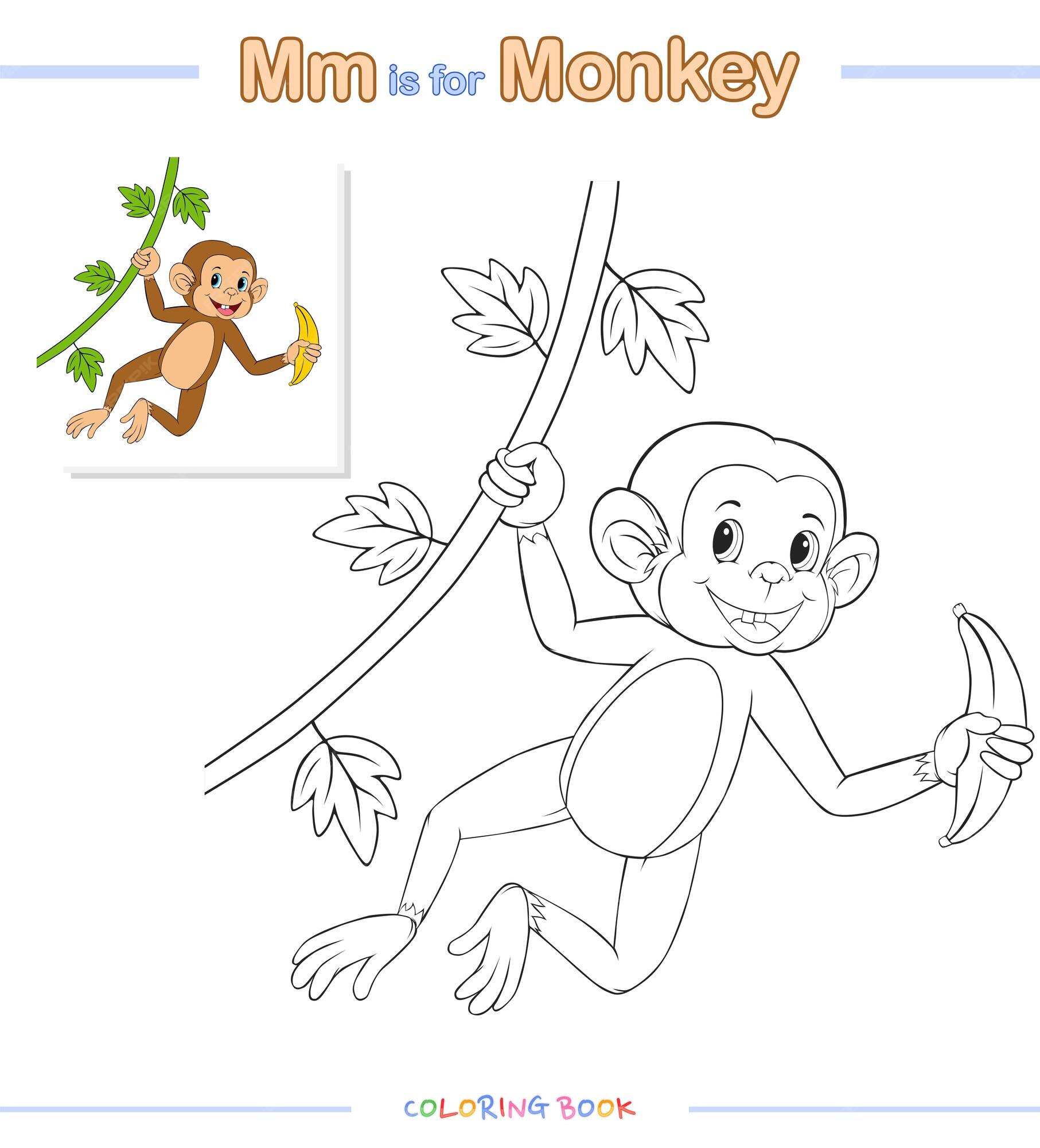 Macaco Do Livro Para Colorir, Disposição Das Crianças Para O Jogo  Ilustração do Vetor - Ilustração de selva, isolado: 63387899