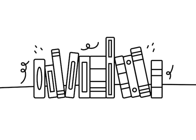 Livros seguidos em estilo doodle. Elemento de design para cartão postal, banner de volta às aulas.